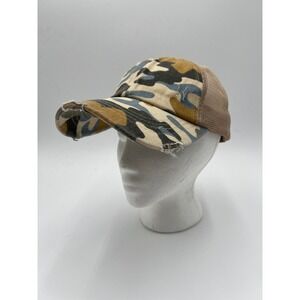 C.C Camo Ponytail Trucker Hat Distressed Mesh Back Criss Cross Baseball Cap